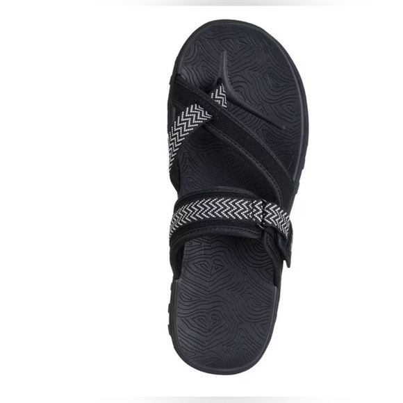 Skechers Women Adventure Reggae Slide Black Slip-On Strappy Comfort Sandals Sz 9 - Picture 4 of 10
